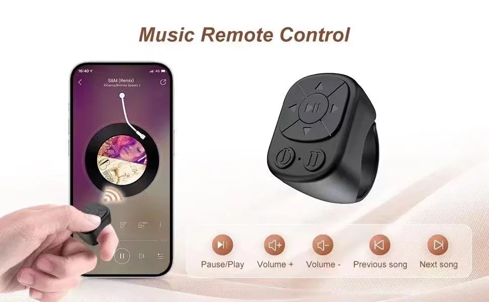 El control remoto Tiktok Scrolling Ring es adecuado para iPhone, iPad, Bluetooth Page Pass Ring Roller, función de control remoto para cámara, video corto y música, compatible con teléfonos iOS y Android.