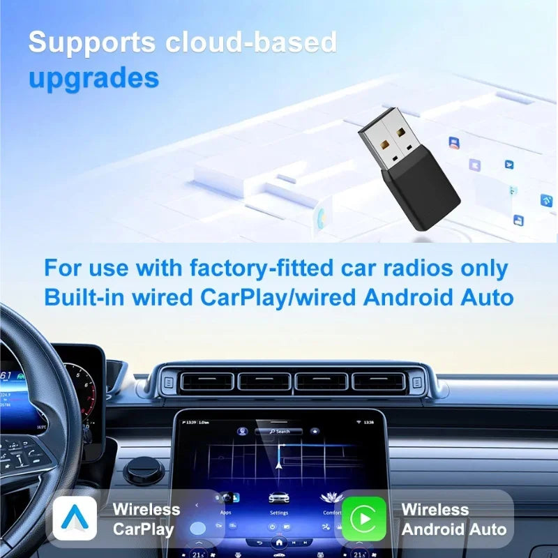 Mini reproductor multimedia portátil Carplay con soporte USB y SD. Accesorio compacto para coche.