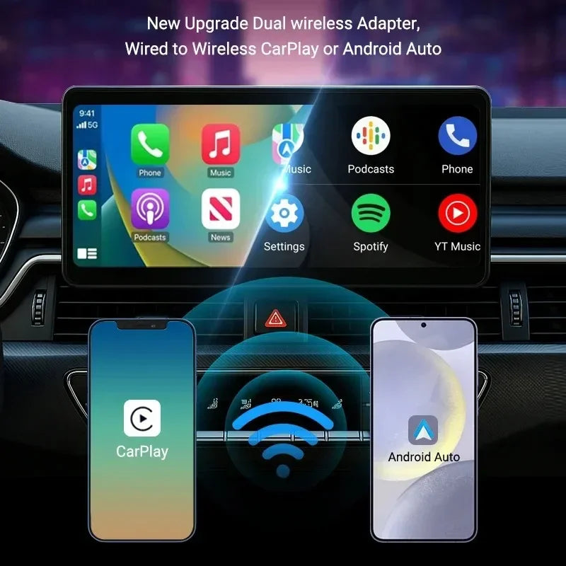Mini reproductor multimedia portátil Carplay con soporte USB y SD. Accesorio compacto para coche.