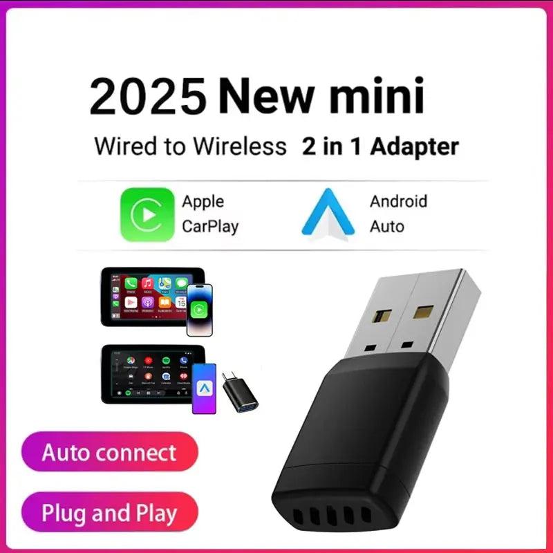 Mini reproductor multimedia portátil Carplay con soporte USB y SD. Accesorio compacto para coche.