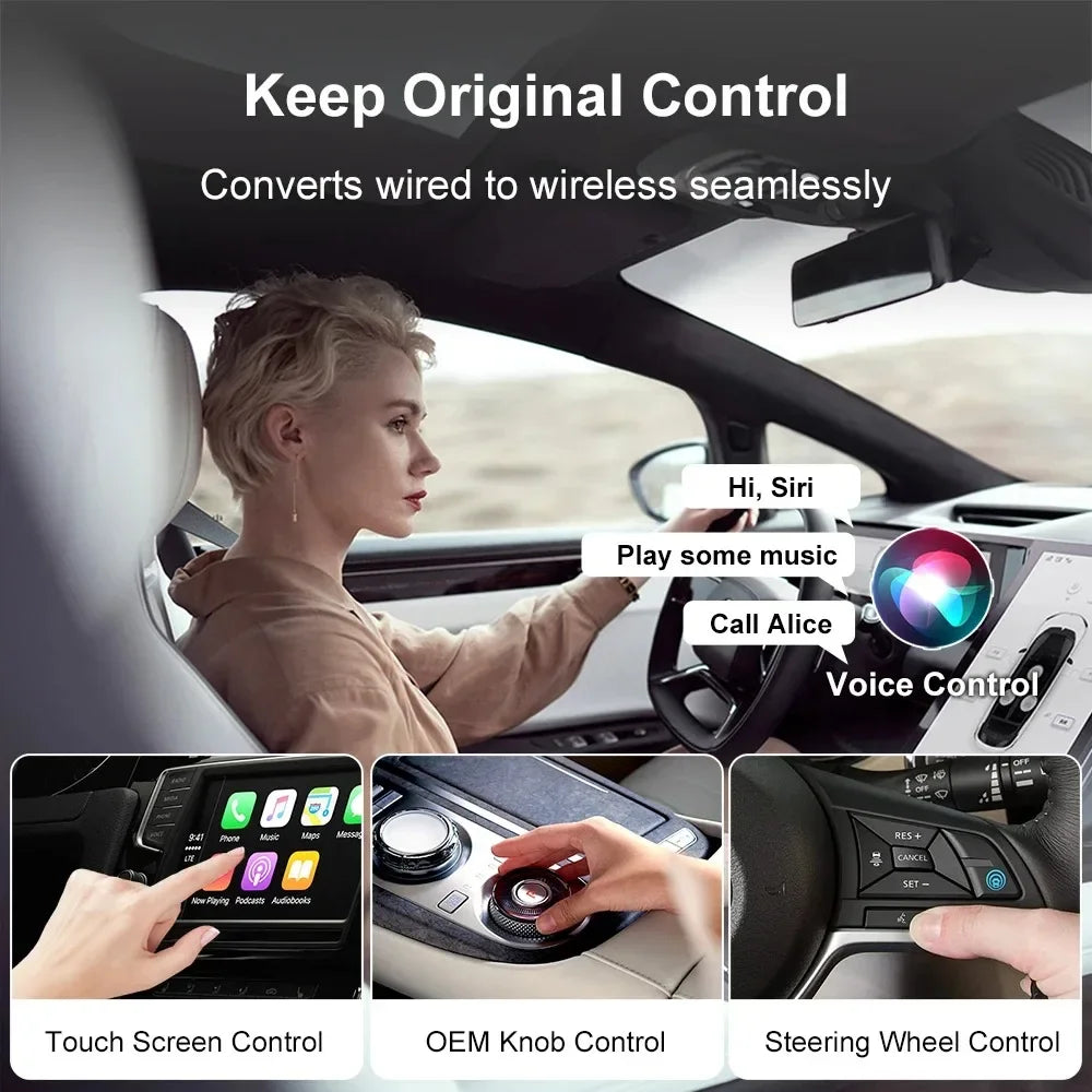 Mini reproductor multimedia portátil Carplay con soporte USB y SD. Accesorio compacto para coche.