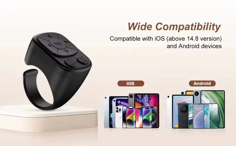 El control remoto Tiktok Scrolling Ring es adecuado para iPhone, iPad, Bluetooth Page Pass Ring Roller, función de control remoto para cámara, video corto y música, compatible con teléfonos iOS y Android.